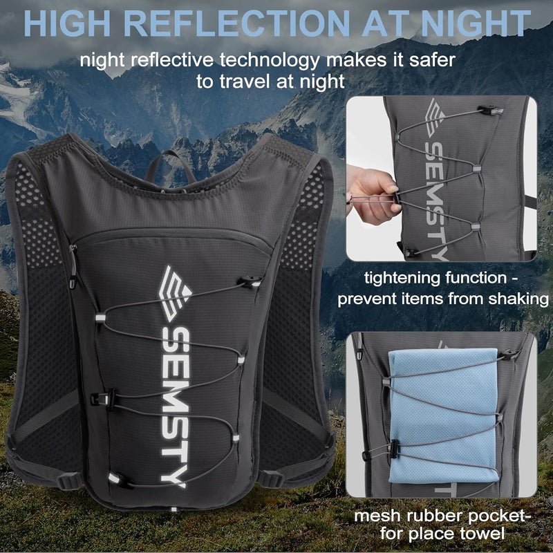 SEMSTY Running Hydration Vest 5L,Running Vest Pack with 1.5L Water Bladder,Lightweight Water Backpack for Hiking Running Cycling - Image 4